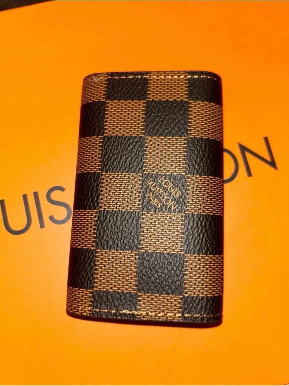 Fashion..no brand.. Brown Damier Canvas Key & Card Holder with Snap Closure NWOT